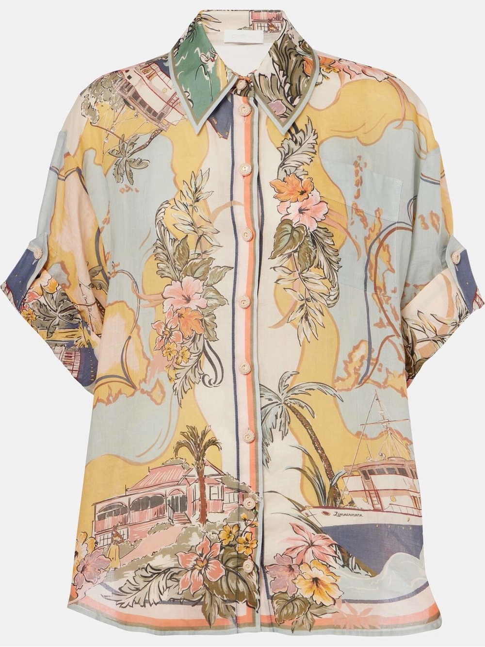 Zimmermann tallow floral ramie shirt